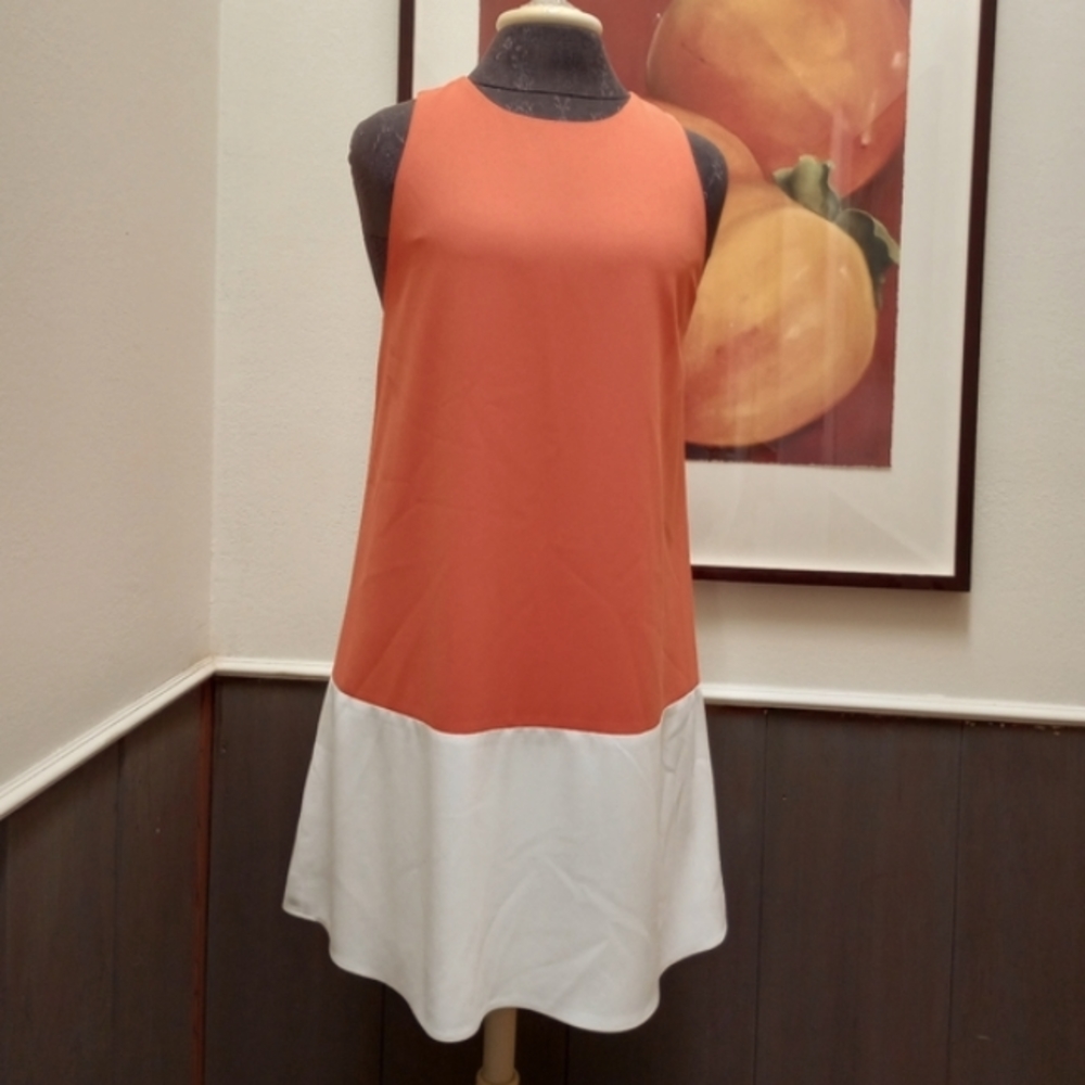 Alice + Olivia Orange and White Colorblock Mini Dress